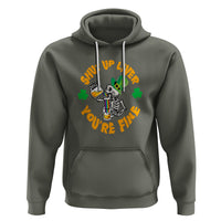 St. Patrick's Day Hoodie Beer Drinking Skeleton Shut Up Liver You're Fine - Wonder Print Shop