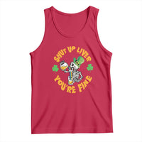 St Patrick's Day Tank Top Beer Drinking Skeleton Shut Up Liver You're Fine