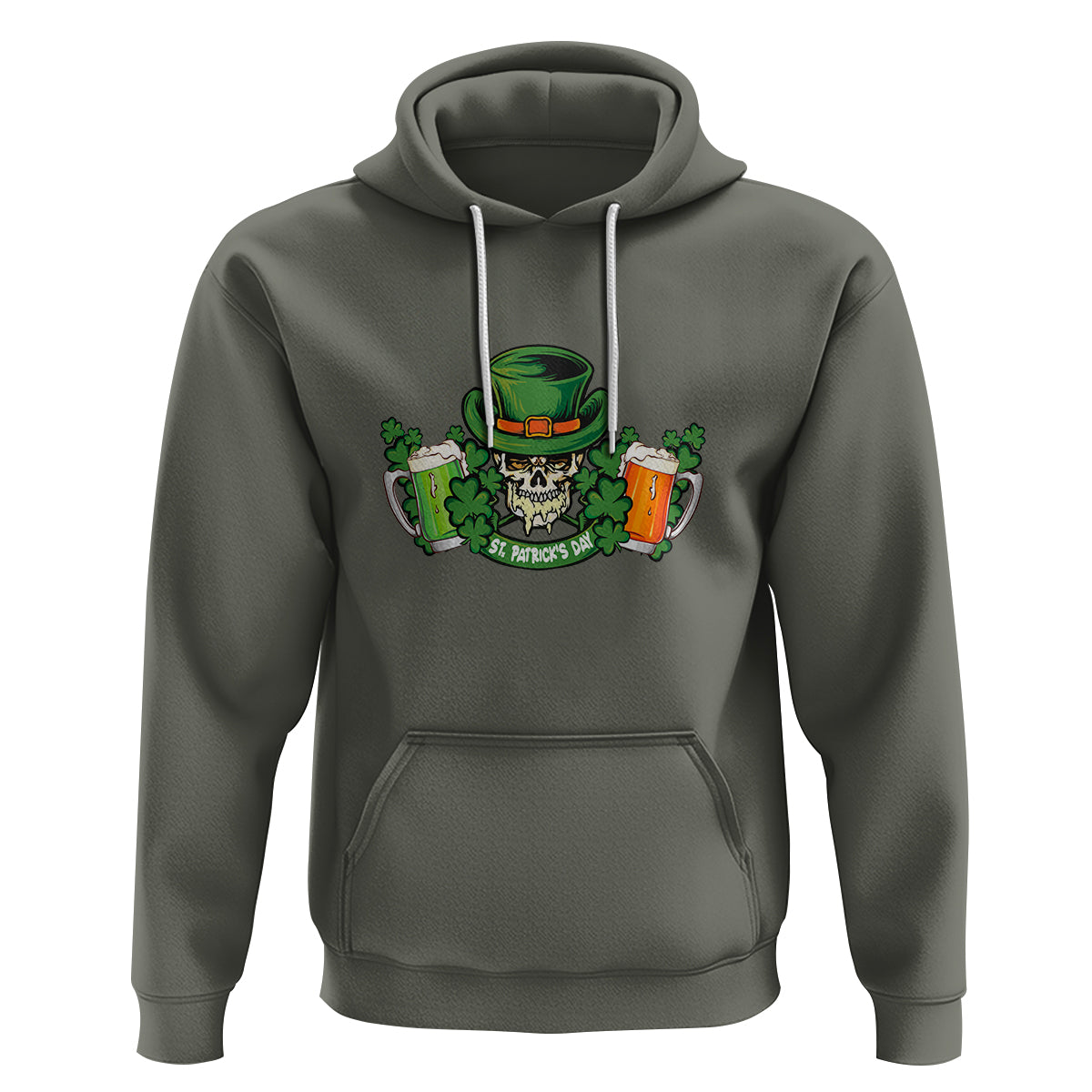 St. Patrick's Day Hoodie Irish Beer Funny Skeleton Drinking - Wonder Print Shop