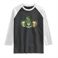 St Patrick's Day Raglan Shirt Irish Beer Funny Skeleton Drinking