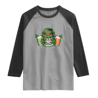 St Patrick's Day Raglan Shirt Irish Beer Funny Skeleton Drinking