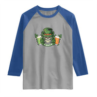 St Patrick's Day Raglan Shirt Irish Beer Funny Skeleton Drinking