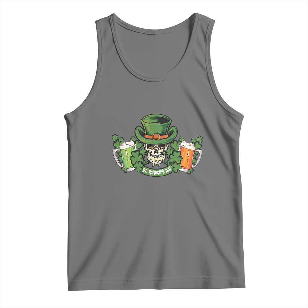 St Patrick's Day Tank Top Irish Beer Funny Skeleton Drinking