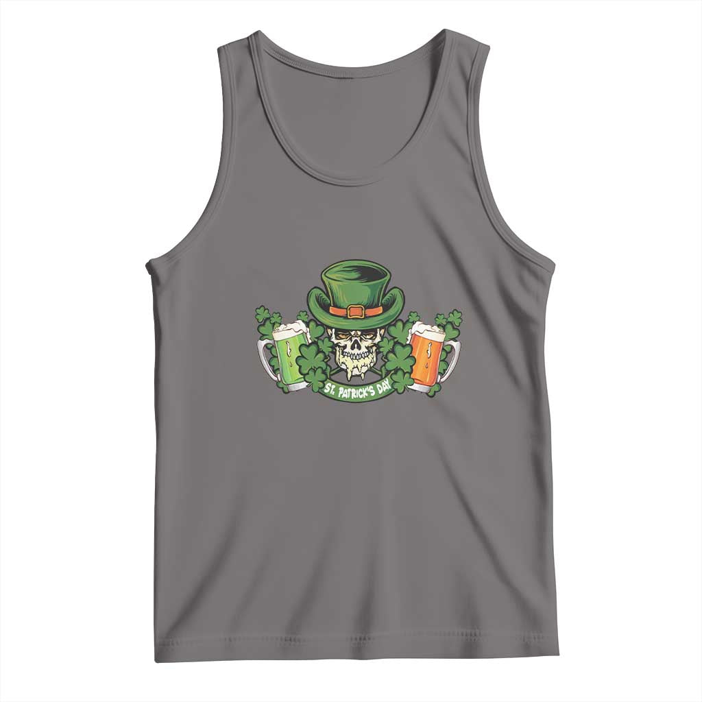 St Patrick's Day Tank Top Irish Beer Funny Skeleton Drinking