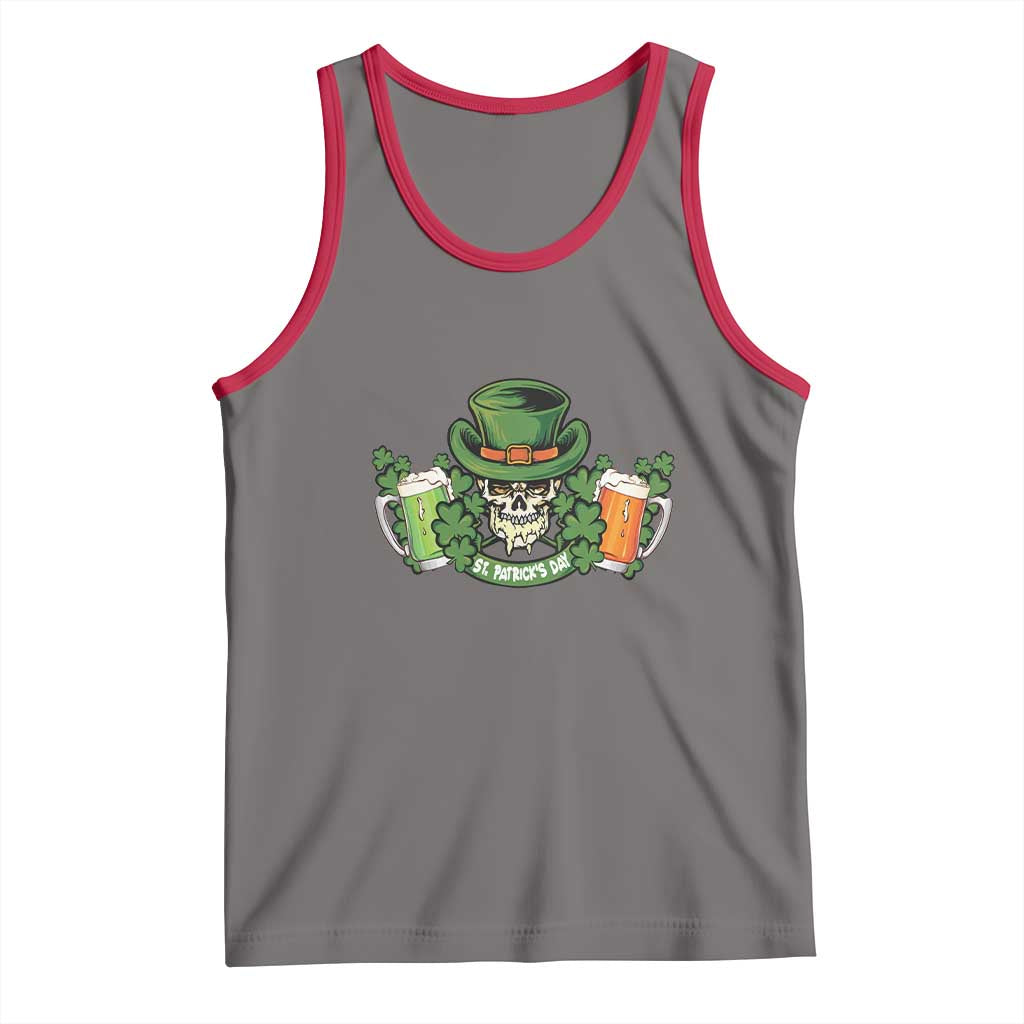 St Patrick's Day Tank Top Irish Beer Funny Skeleton Drinking