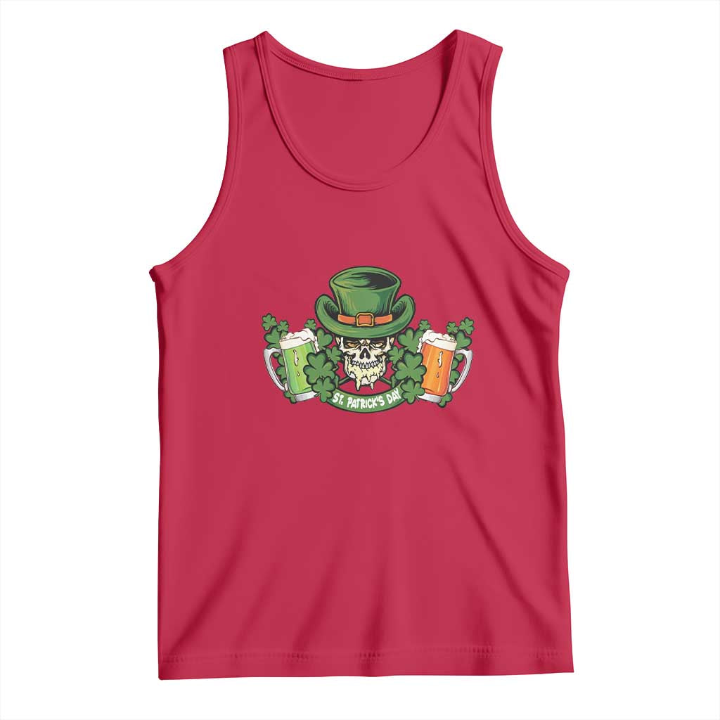 St Patrick's Day Tank Top Irish Beer Funny Skeleton Drinking