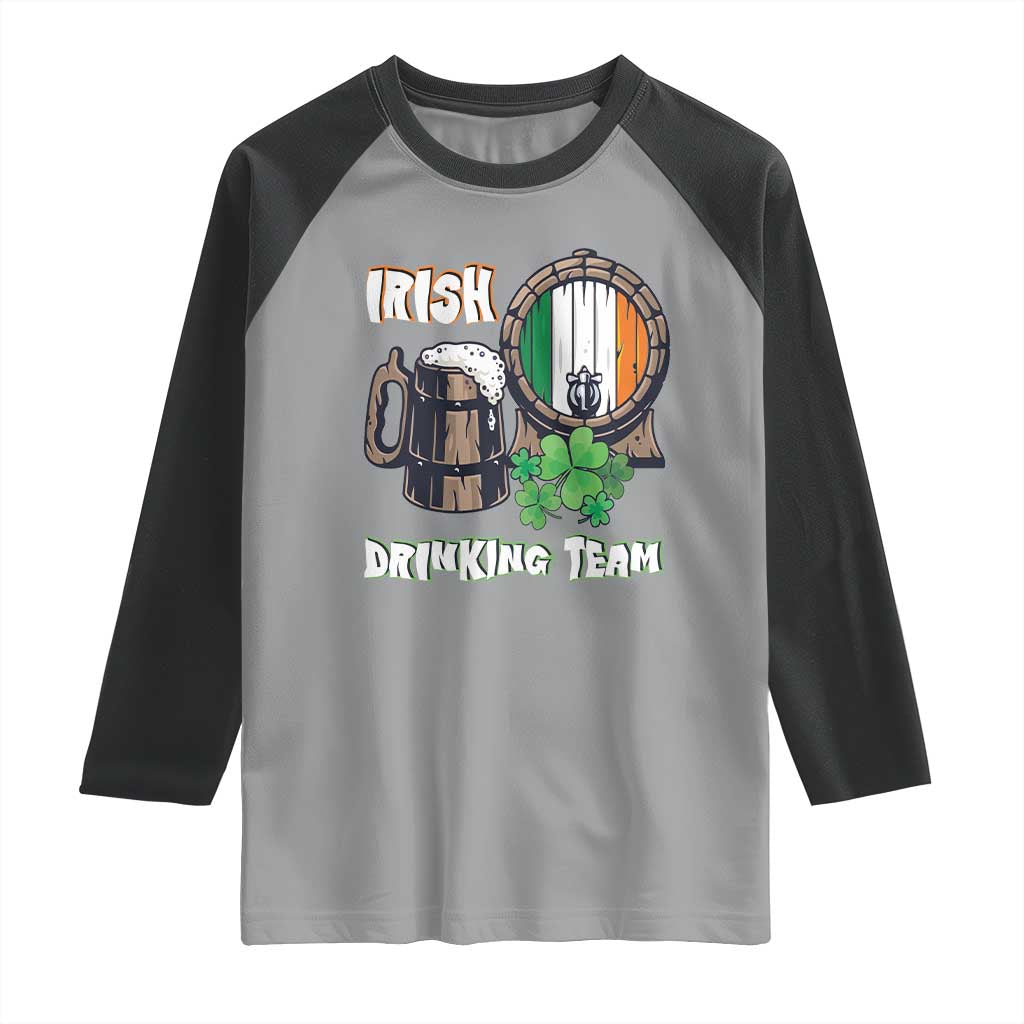 St Patrick's Day Raglan Shirt Beer Drinking Team Ireland Flag