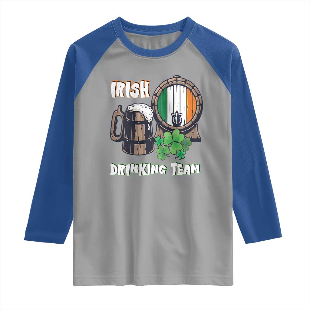 St Patrick's Day Raglan Shirt Beer Drinking Team Ireland Flag