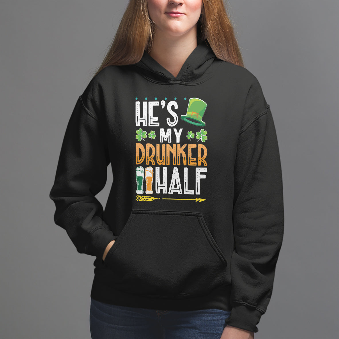 St. Patrick's Day Couple Matching Hoodie He's My Drunker Half - Wonder Print Shop