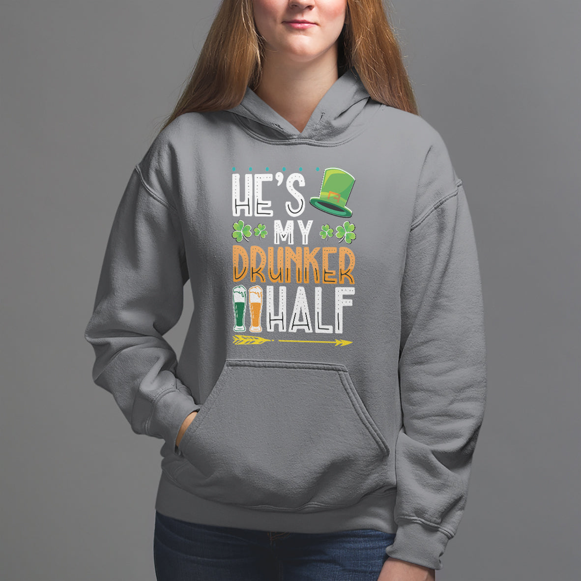 St. Patrick's Day Couple Matching Hoodie He's My Drunker Half - Wonder Print Shop
