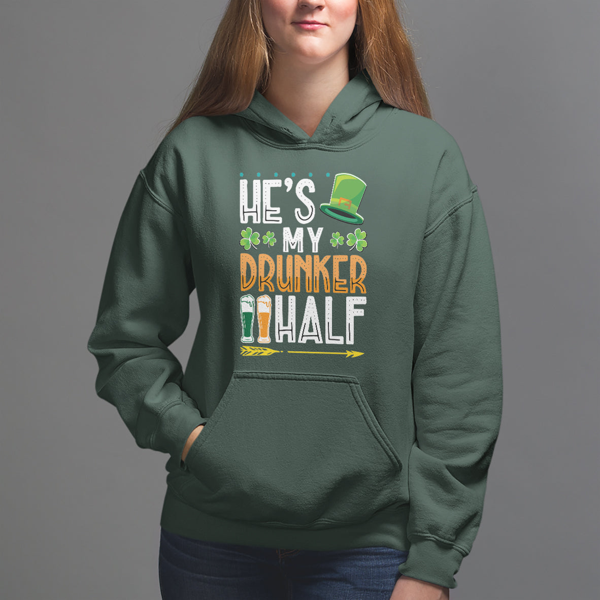 St. Patrick's Day Couple Matching Hoodie He's My Drunker Half - Wonder Print Shop