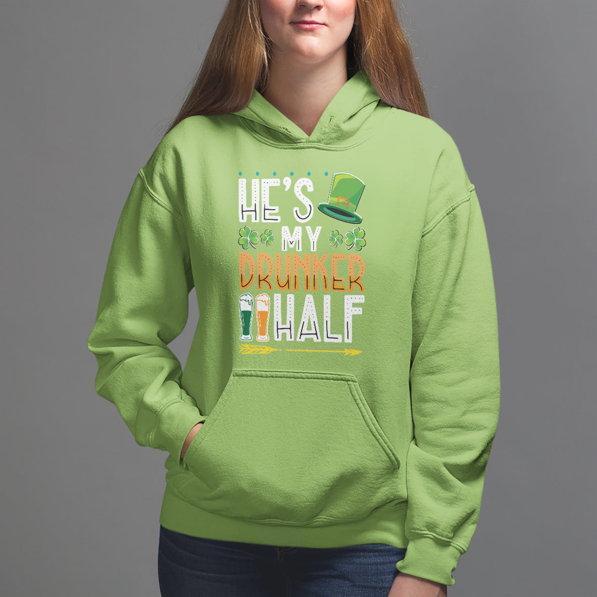 St. Patrick's Day Couple Matching Hoodie He's My Drunker Half - Wonder Print Shop