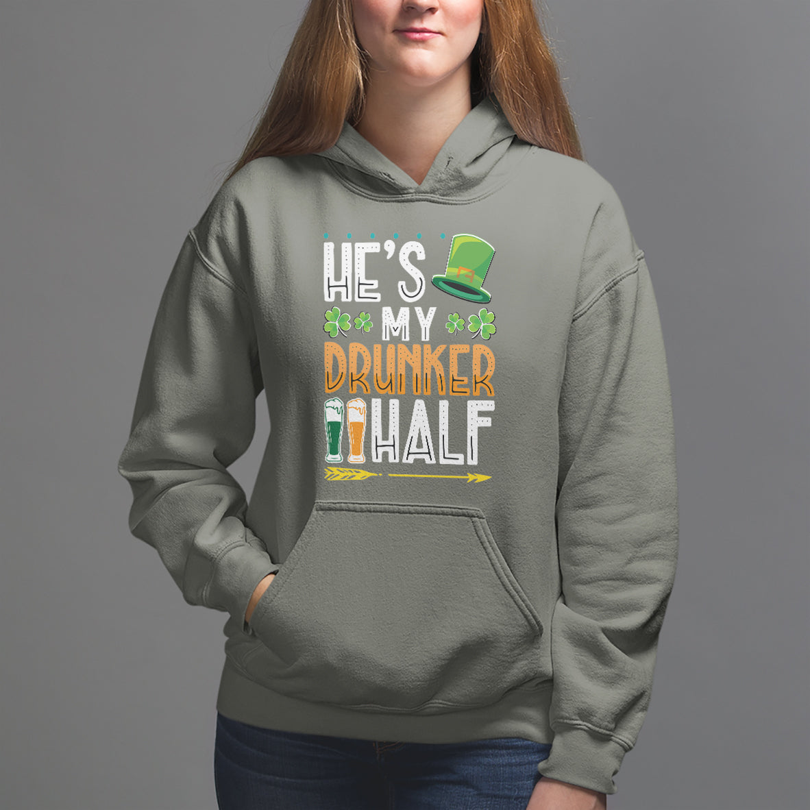 St. Patrick's Day Couple Matching Hoodie He's My Drunker Half - Wonder Print Shop