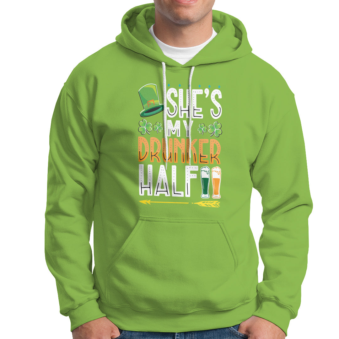St. Patrick's Day Couple Matching Hoodie She's My Drunker Half - Wonder Print Shop