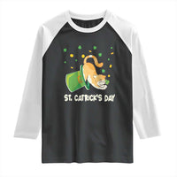 St Patrick's Day Raglan Shirt Happy St.Catrick's Lucky Cat Shamrock Hat