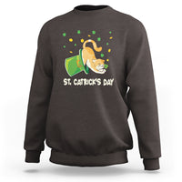 Happy St.Catrick's Patrick's Day Lucky Cat Shamrock Hat Sweatshirt - Wonder Print Shop