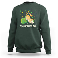 Happy St.Catrick's Patrick's Day Lucky Cat Shamrock Hat Sweatshirt - Wonder Print Shop