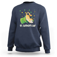 Happy St.Catrick's Patrick's Day Lucky Cat Shamrock Hat Sweatshirt - Wonder Print Shop
