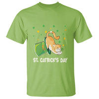 Happy St.Catrick's Patrick's Day Lucky Cat Shamrock Hat T Shirt - Wonder Print Shop