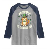 St Patrick's Day Raglan Shirt Happy St.Catrick's Lucky Cat Shamrock Cute Kitty