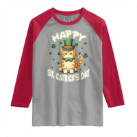 St Patrick's Day Raglan Shirt Happy St.Catrick's Lucky Cat Shamrock Cute Kitty