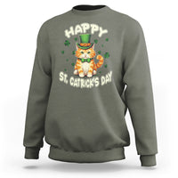 Happy St.Catrick's Patrick's Day Lucky Cat Shamrock Sweatshirt - Wonder Print Shop