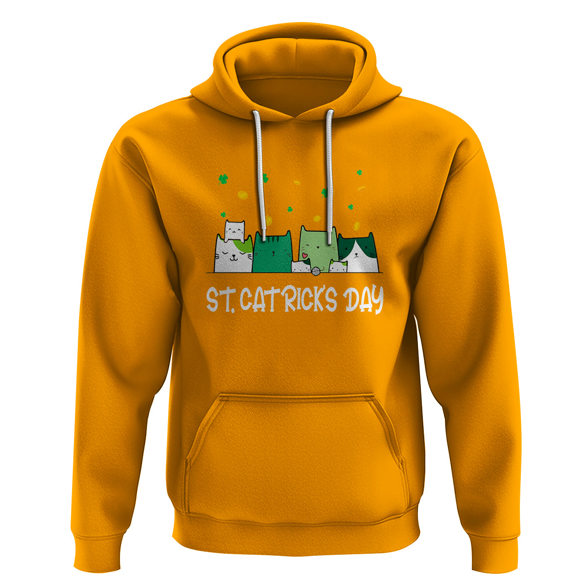 Happy St.Catrick's Patrick's Day Lucky Cat Shamrock Hoodie - Wonder Print Shop