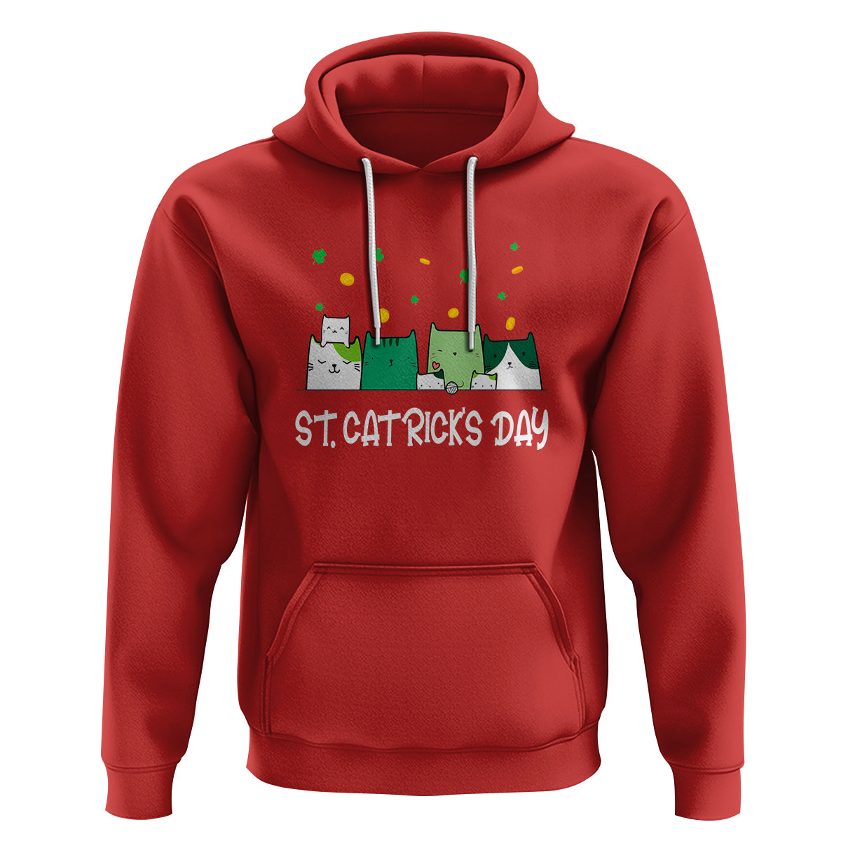 Happy St.Catrick's Patrick's Day Lucky Cat Shamrock Hoodie - Wonder Print Shop
