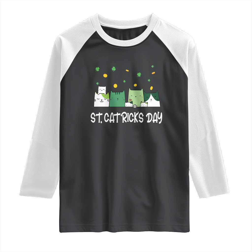 St Patrick's Day Cat Lover Raglan Shirt Happy St.Catrick's Lucky Family Cats Shamrock