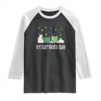 St Patrick's Day Cat Lover Raglan Shirt Happy St.Catrick's Lucky Family Cats Shamrock