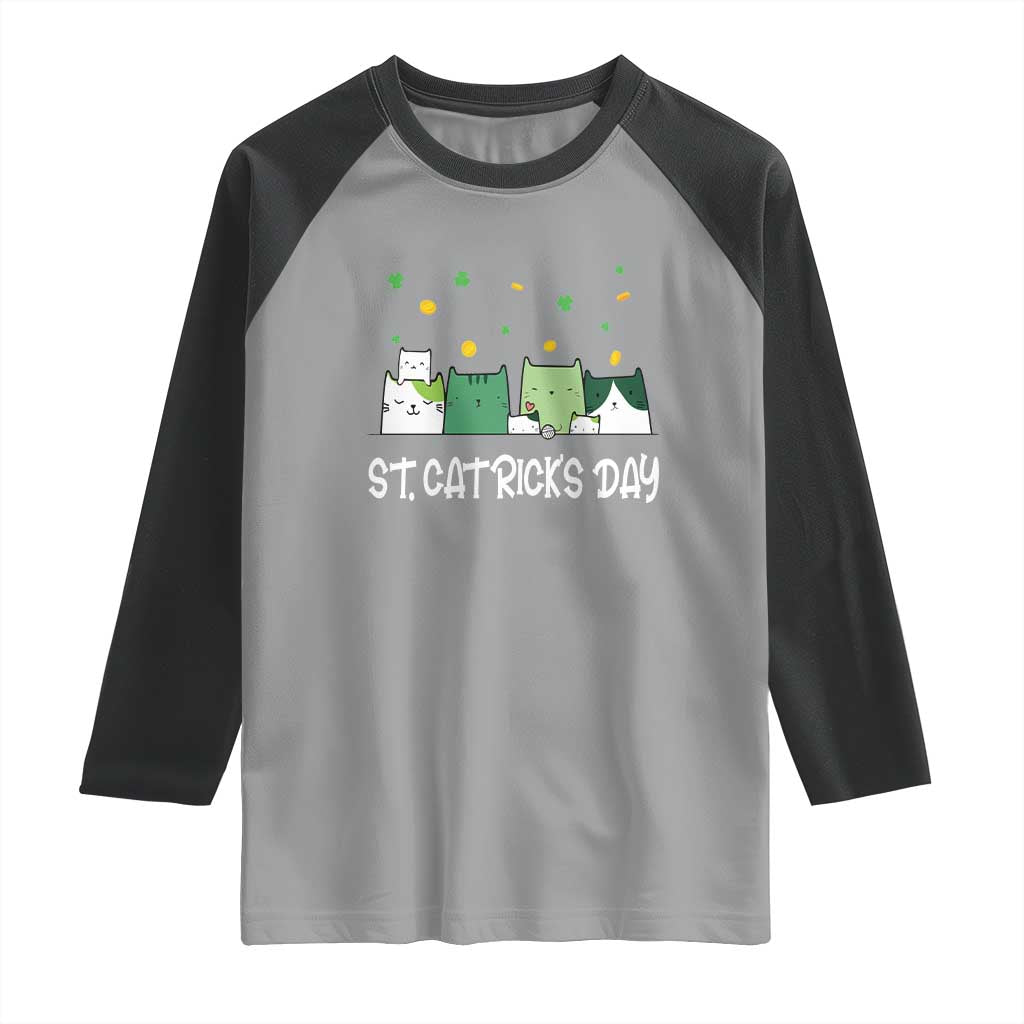St Patrick's Day Cat Lover Raglan Shirt Happy St.Catrick's Lucky Family Cats Shamrock