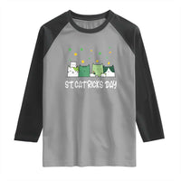 St Patrick's Day Cat Lover Raglan Shirt Happy St.Catrick's Lucky Family Cats Shamrock