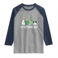 St Patrick's Day Cat Lover Raglan Shirt Happy St.Catrick's Lucky Family Cats Shamrock