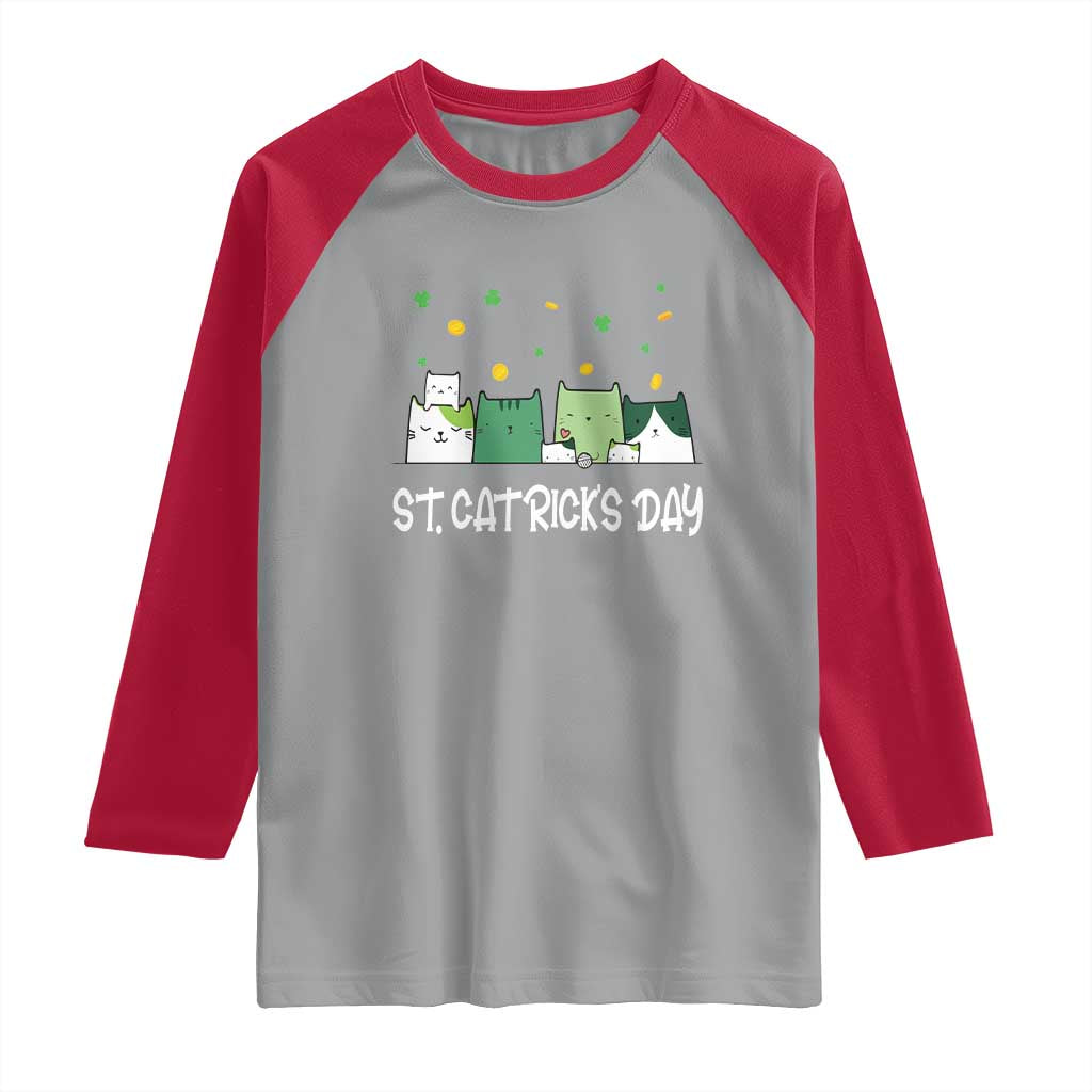 St Patrick's Day Cat Lover Raglan Shirt Happy St.Catrick's Lucky Family Cats Shamrock