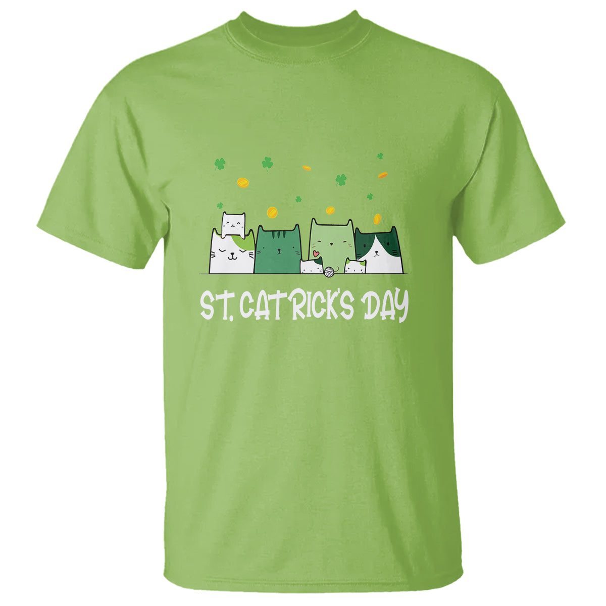 Happy Patrick's Day T Shirt St.Catrick's Lucky Cat Shamrock Hat - Wonder Print Shop
