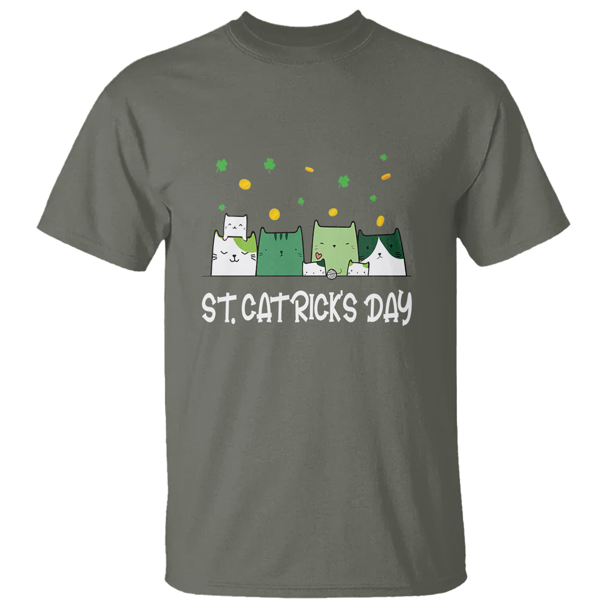 Happy Patrick's Day T Shirt St.Catrick's Lucky Cat Shamrock Hat - Wonder Print Shop