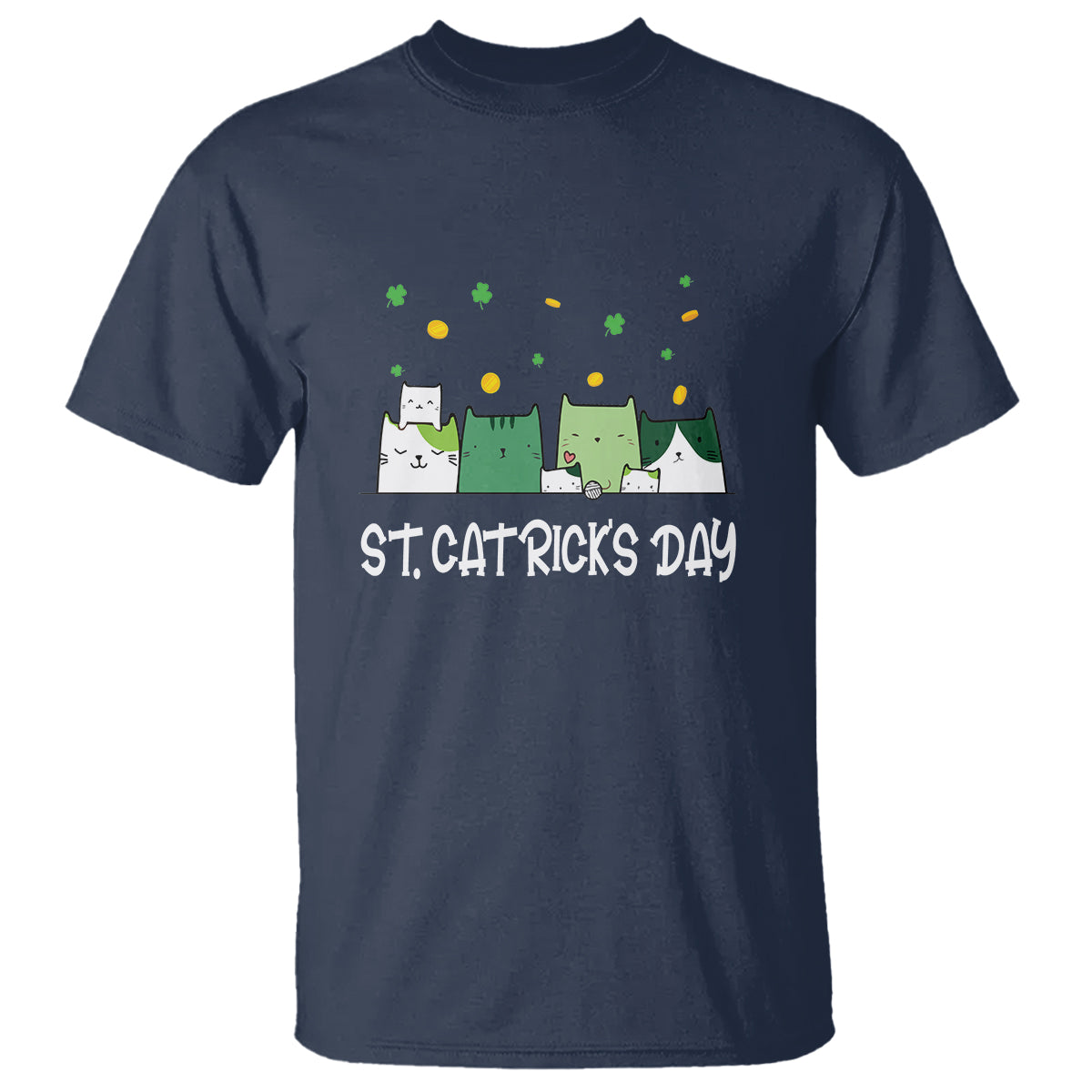 Happy Patrick's Day T Shirt St.Catrick's Lucky Cat Shamrock Hat - Wonder Print Shop