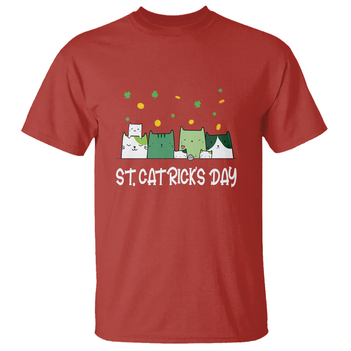 Happy Patrick's Day T Shirt St.Catrick's Lucky Cat Shamrock Hat - Wonder Print Shop