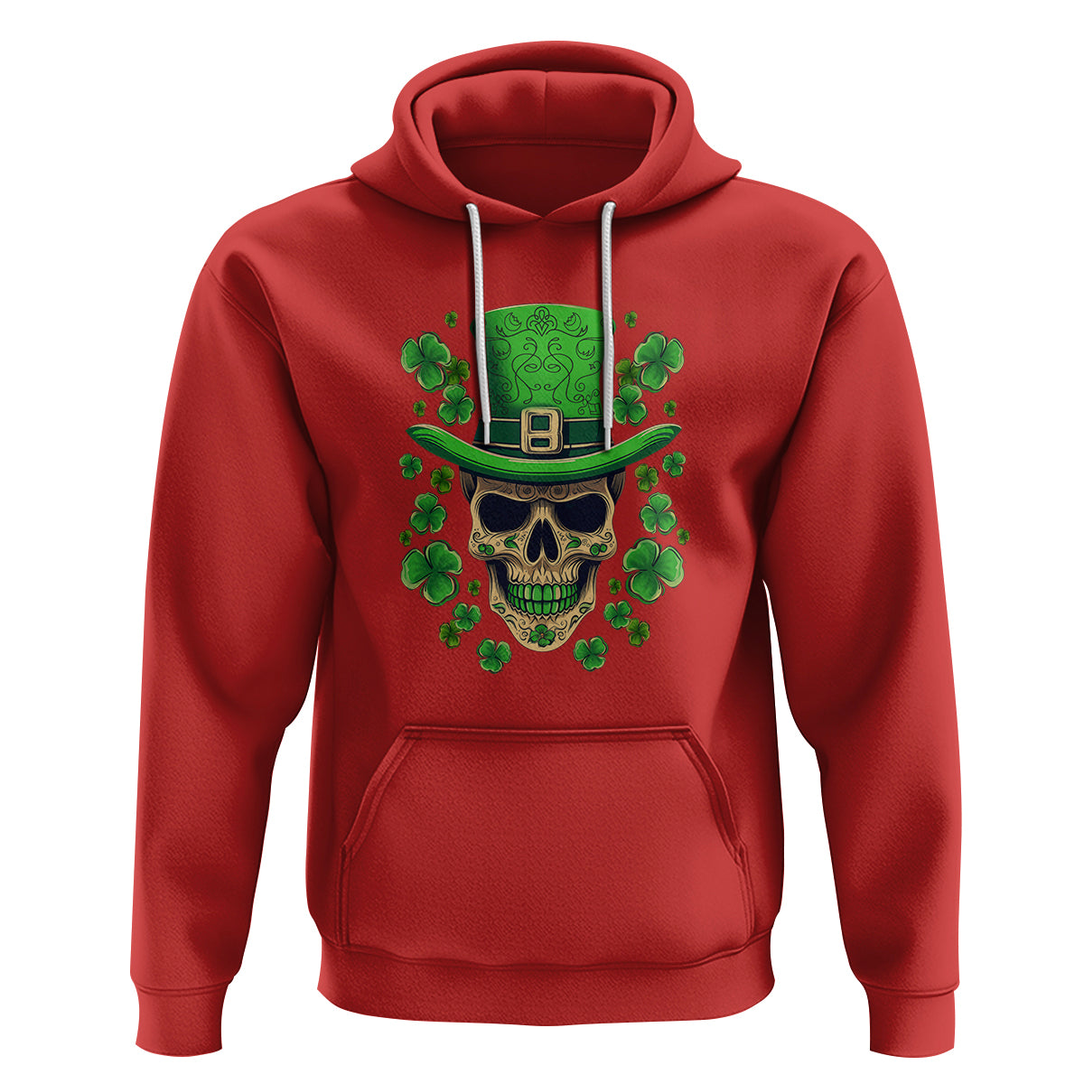St. Patrick's Day Hoodie Irish Sugar Skull Lucky Hat Shamrocks - Wonder Print Shop