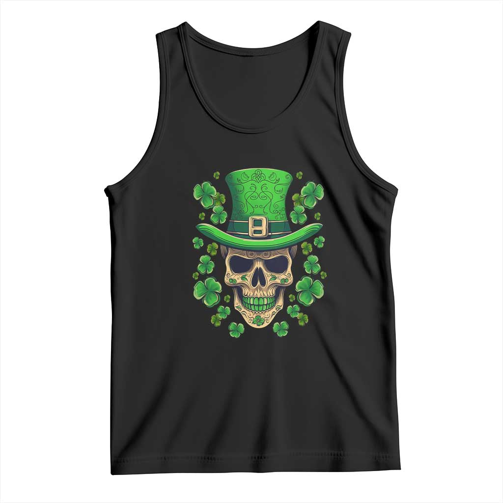 St Patrick's Day Tank Top Irish Sugar Skull Lucky Shamrocks Hat