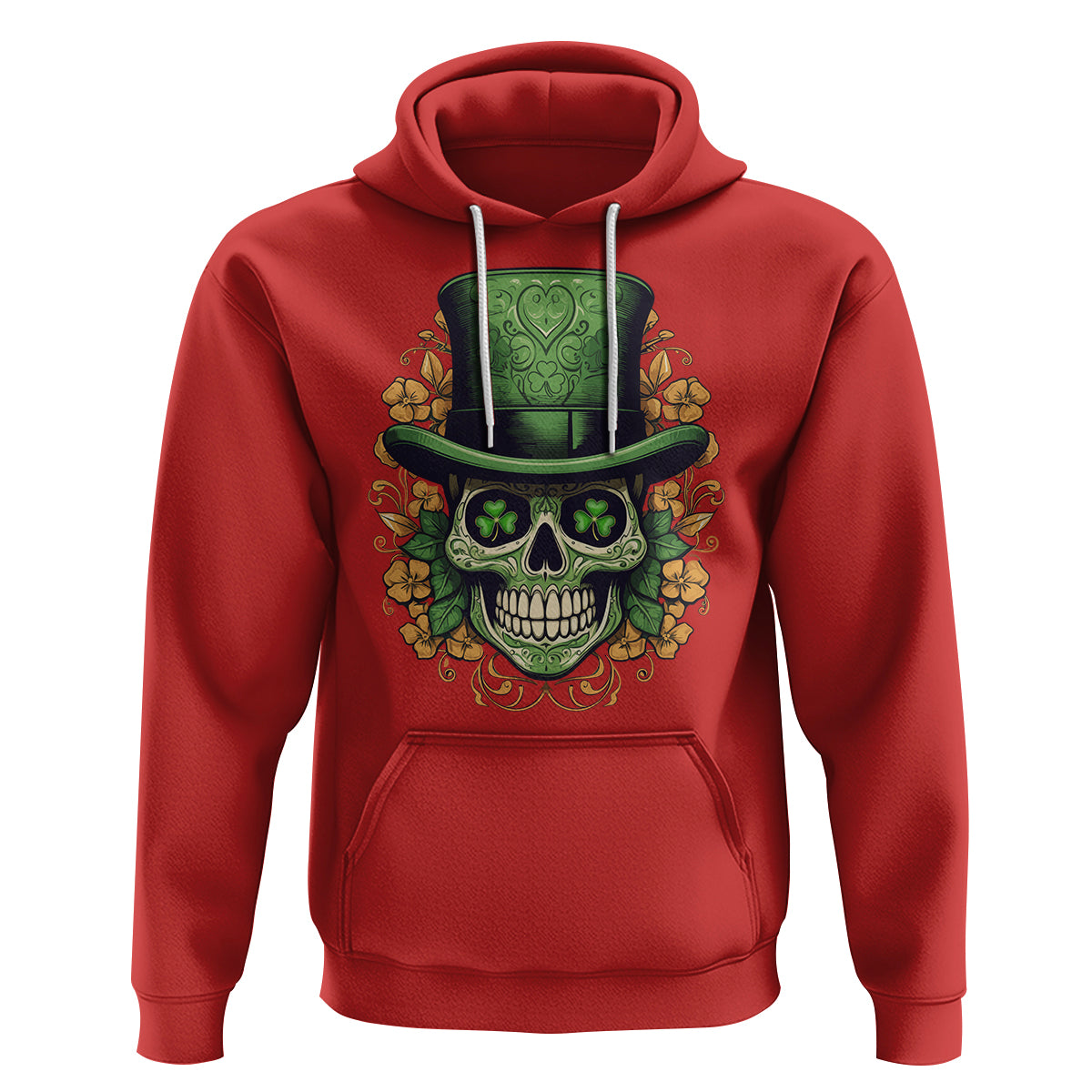 St. Patrick's Day Hoodie Irish Sugar Skull Lucky Hat Shamrocks - Wonder Print Shop