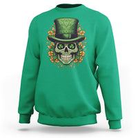 St. Patrick's Day Sweatshirt Irish Sugar Skull Lucky Hat Shamrocks - Wonder Print Shop