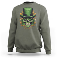 St. Patrick's Day Sweatshirt Irish Sugar Skull Lucky Hat Shamrocks - Wonder Print Shop