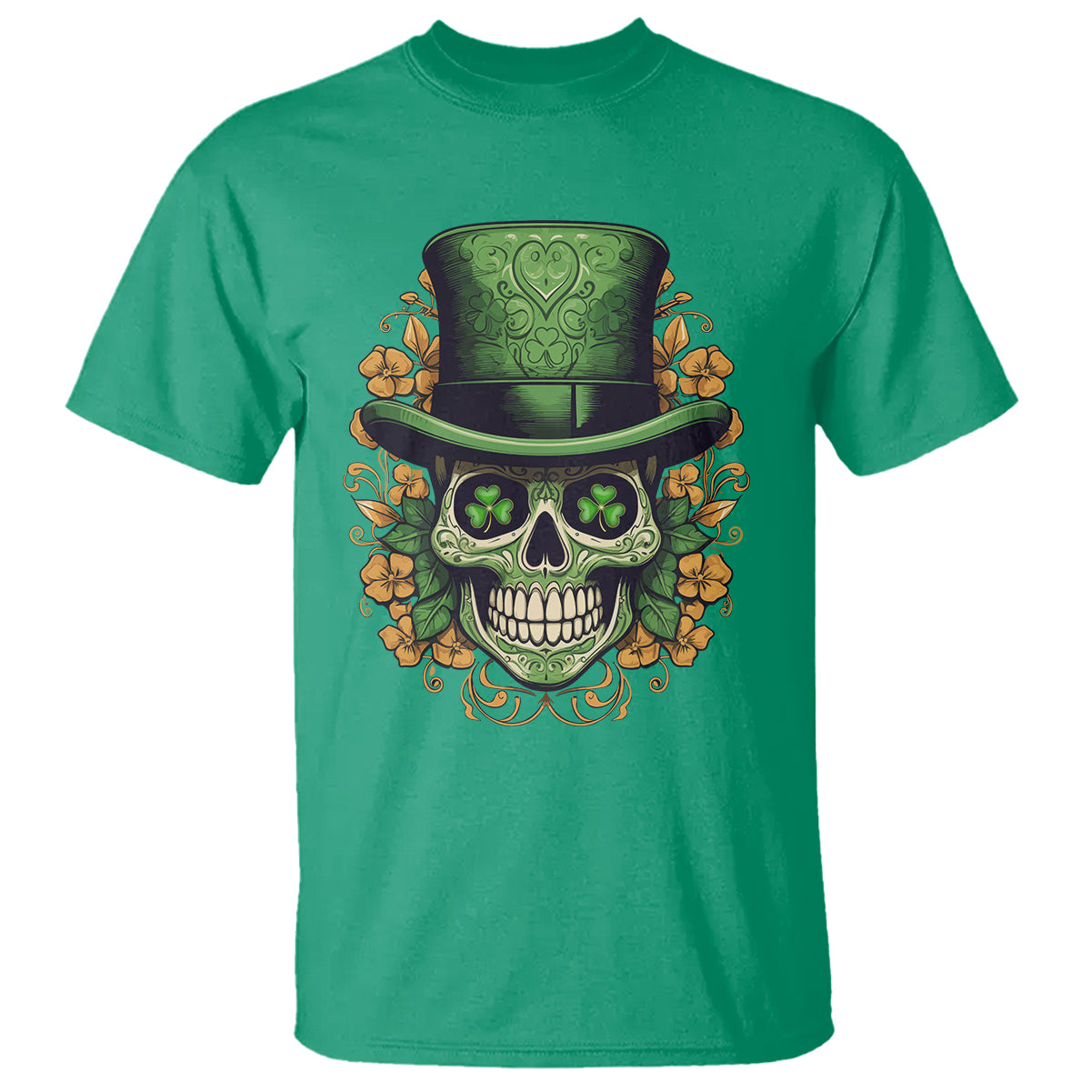 St. Patrick's Day T Shirt Irish Sugar Skull Lucky Hat Shamrocks - Wonder Print Shop