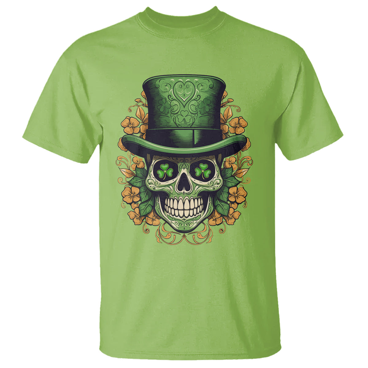 St. Patrick's Day T Shirt Irish Sugar Skull Lucky Hat Shamrocks - Wonder Print Shop