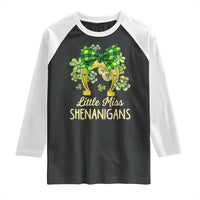 St Patrick's Day Raglan Shirt Little Miss Shenanigans Coquette Shamrocks
