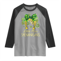 St Patrick's Day Raglan Shirt Little Miss Shenanigans Coquette Shamrocks