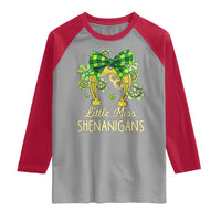 St Patrick's Day Raglan Shirt Little Miss Shenanigans Coquette Shamrocks