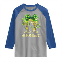 St Patrick's Day Raglan Shirt Little Miss Shenanigans Coquette Shamrocks