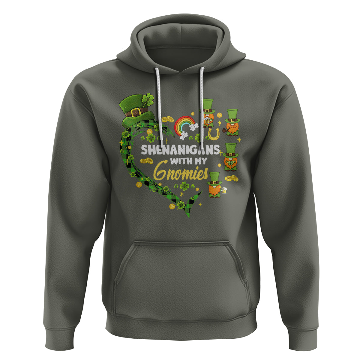 St. Patrick's Day Hoodie Shenanigans With My Gnomies Shamrock Gnome - Wonder Print Shop